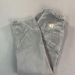 Carhartt Rugged Flex Relaxed Fit Carpenter Pants Mens 40x32 Gray Canvas Stretch